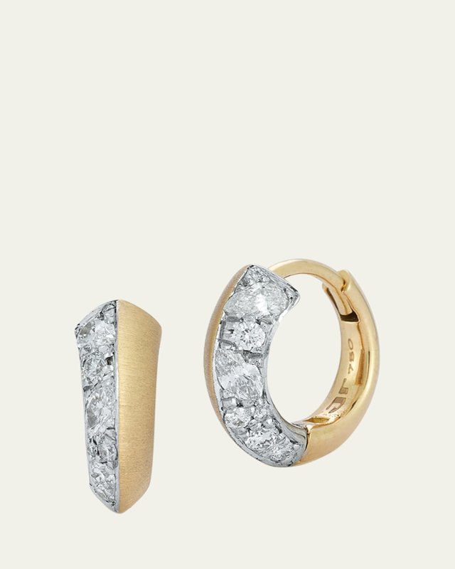 18K Yellow Gold Frankie Mini Half Diamond Huggie Earrings